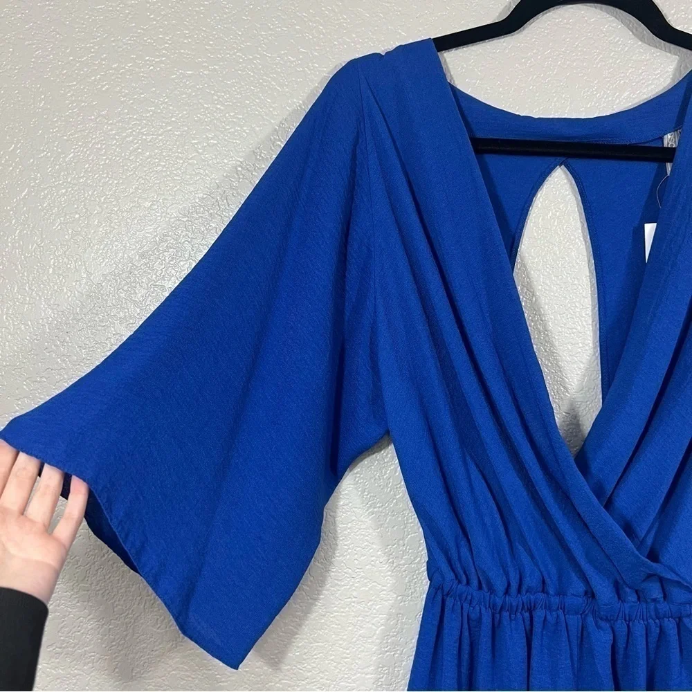 NWT ASOS Plunge Neck Wrap Romper with Blouson Sleeves